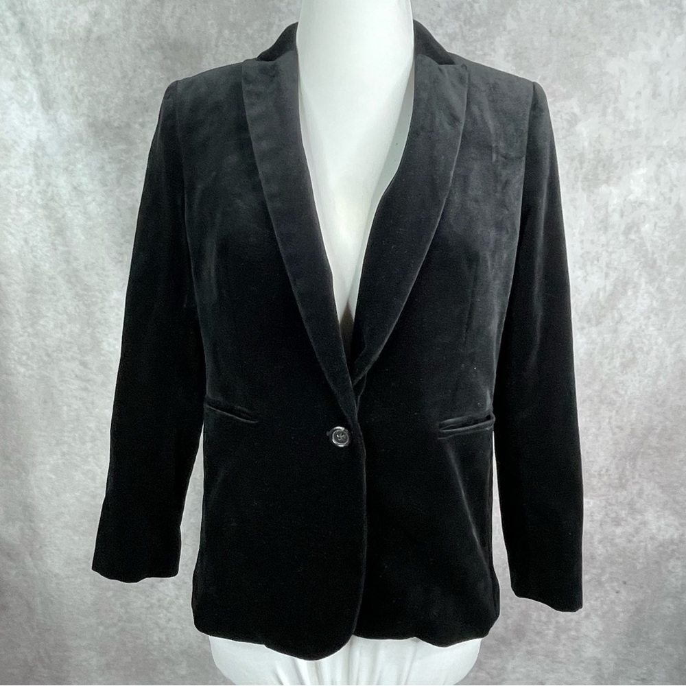 J.Crew Velvet Single Button Parke Blazer In Black Women's Size 4 Petite